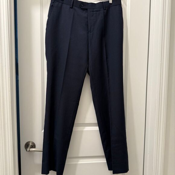 Charles Tyrwhitt Mens Suit 2 Piece US 38R pants 34 x 32L Navy Striped 100% wool - Picture 6 of 14